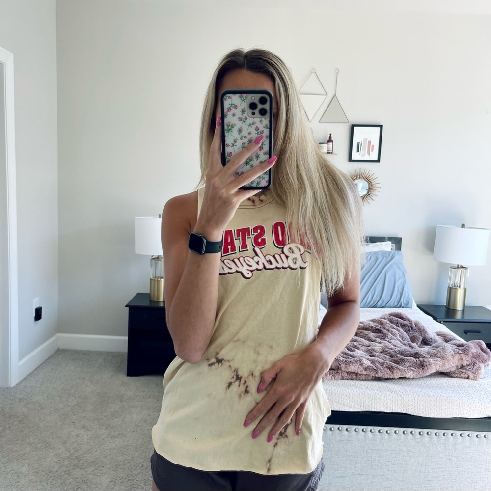Vintage Ohio State Bleached Ribbed cut tank